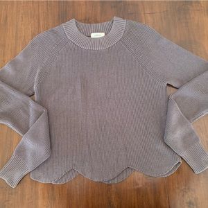 Artizia Wilfred Scalloped Crop Sweater in Grey Size XXS